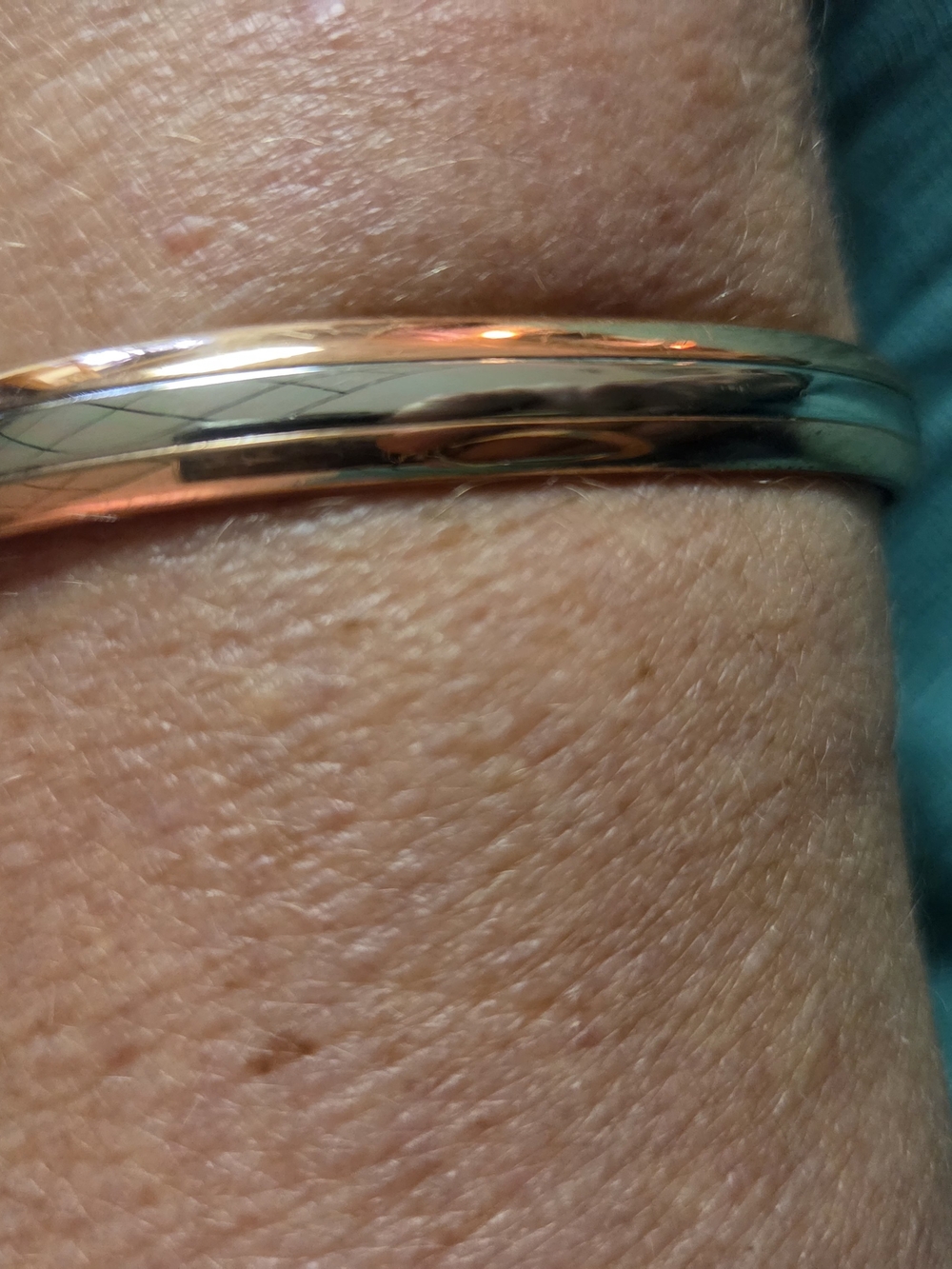 Polished Two-Tone Bangle Bracelet - Gold and Rose Gold